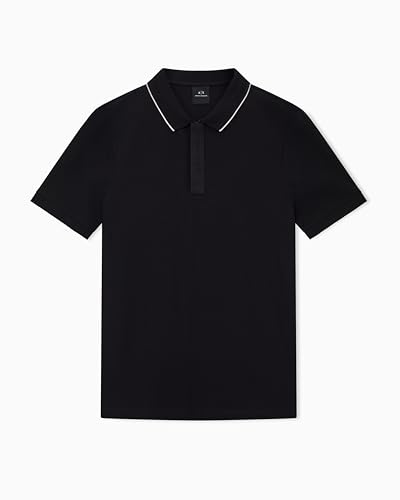 Armani Exchange Herren Essential, Striped Collar Loged Button Cover Band Polo Shirt