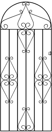 Classic Scroll Tall Bow Top Metal Garden Gate Galvanised Wrought Iron Style Swing Gate (838mm Gap x 1791mm High CBZP41)