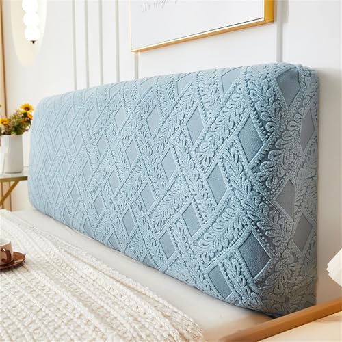 Chickwin Bett Kopfteil Bezug, Rattan Jacquard Kopfteil Bezug für Bett Bettkopfteil Hussen Staubdicht Stretch Bett Kopfteil Abdeckung Bett Kopfteil Überzug Waschbar Abnehmbar (180cm,Hellblau)