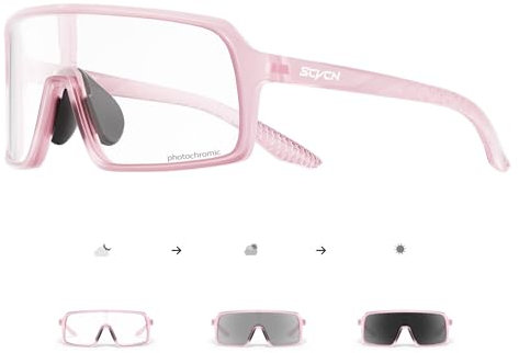 SCVCN Fahrradbrille Selbsttönend für Herren Damen photochrome Sport Sonnenbrille Klar Rennrad Brille TR90 Rahmen Schnelle Radfahren MTB Radbrille mit UV400 Schutz Sportbrille für Laufen Fahren