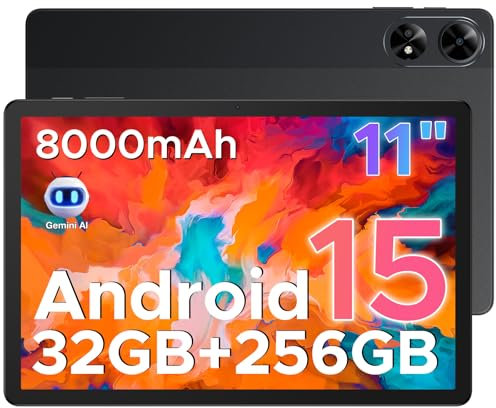 DOOGEE Tab G6+ 2025 Newest Android 15 AI Tablet, 11 Inch Android Tablets With SIM Card Slot, 32GB RAM+256GB ROM(TF 2TB), 8000mAh|Octa-Core T7280|Widevine L1|5G WIFI|Bluetooth 5.0|GPS, Black