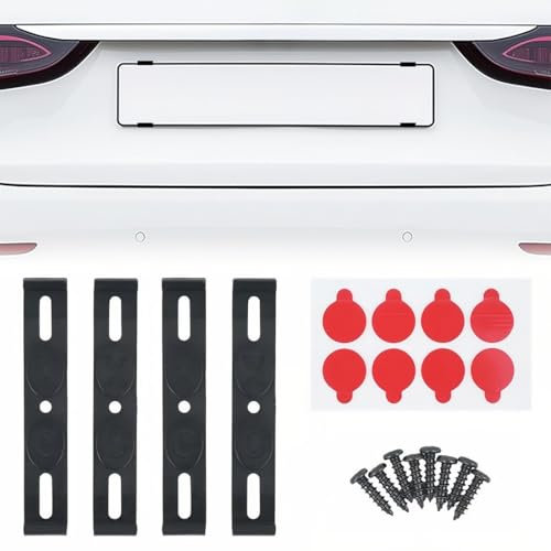 OPVYAEU 4 Piezas Soportes para matrícula sin Marco, Negro, sin Marco, para matrícula de Coche de 110 mm, no para Austria (con Tornillos)