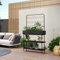 casa.pro Outdoor Pflanzenregal Aalsmeer Pflanzenständer mit Blumenkasten 2 Ablagen Blumenregal aus Metall 154 x 96 x 24 cm indoor Schwarz
