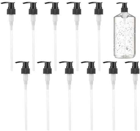 BENECREAT 12 Pcs Black Soap Dispenser Pump, 21.2cm Long 24/410 PP Pump Replacement for Soap, Shampoo, Lotion, Kitchen and Bathroom, Bottle Accessories