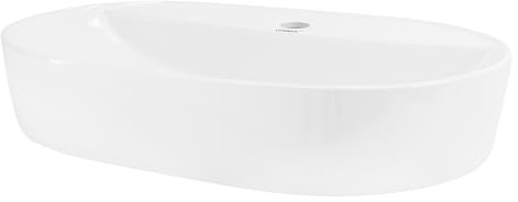LuxeBath Waschbecken Keramik 600x400x120 mm oval, Weiß, Aufsatzwaschbecken für Badezimmer/Gäste-WC, Aufsatzbecken im modernen Design, Waschtisch mit Armaturloch, Waschschale Waschplatz Handwaschbecken