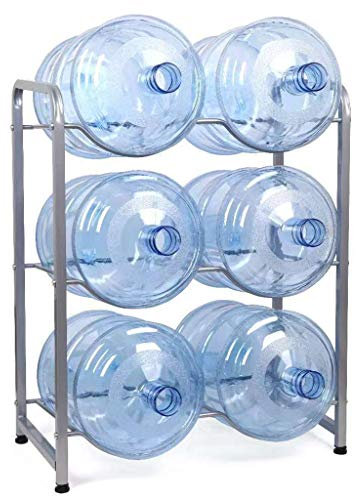 Aikimfuly Bucket storage rack,5 Gallon Water Jug Holder for 6 Bottles 3-Tier Water Cooler Jug Rack, Detachable Bottle Storage Shelves for Office Home Use