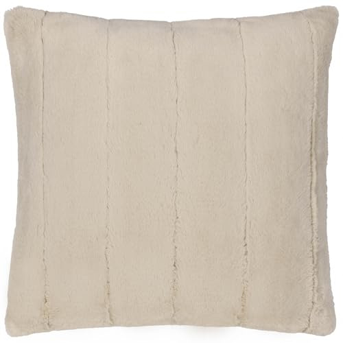 Paoletti Empress Polyester Filled Cushion – Soft Faux Fur Velvet Decorative Cushion with Concealed Zip for Elegant Home Styling (Oatmeal - 45x45cm)