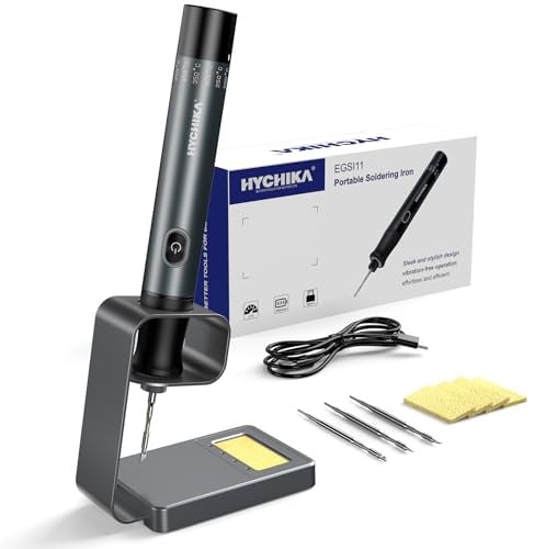HYCHIKA Saldatore a Stagno a Batteria, Saldatore Dotato di 2600mAh, Riscaldamento Rapido in 7s (200℃-450℃), Sospensione/Spegnimento Auto, per Riparazione di Prodotti Elettronici, Saldatura e DIY