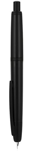 Jinhao Serie 20 Füllfederhalter, Druckmechanik, mittlere Spitze, einziehbar, matt, Schwarz, mit Tintenkonverter-Set (schwarzer Clip)