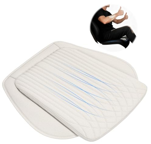 GEARMONSTER Universal Auto Sitzkissen für Fahrkomfort, Weiches & Atmungsaktives Autositzkissen, rutschfest, Nappa-Optik Kunstleder, Weiß
