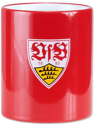 VfB Stuttgart Tasse Classic rot, rote Kaffetasse Logo + gratis Digni Aufkleber