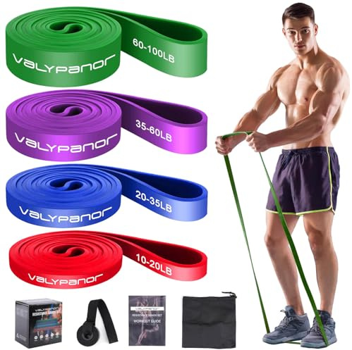 VALYPANOR Widerstandsbänder mit Fitnessbänder 4 Stufen, Resistance Bands mit widerstandsband für Krafttraining,Stretching,Calisthenics,Cross-Fitness,Pilates,Yoga,inklusive Türanker-Aufbewahrungstasche