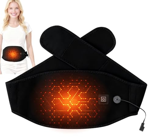 Elektrische Wärmegürtel, 120x20cm Wärmekissen Rücken mit 3 Schnelle Erwärmung Temperaturstufen, USB Wiederaufladbar Damen Wärmegürtel, Tragbares Heizkissen für Rücken Bauch (USB)