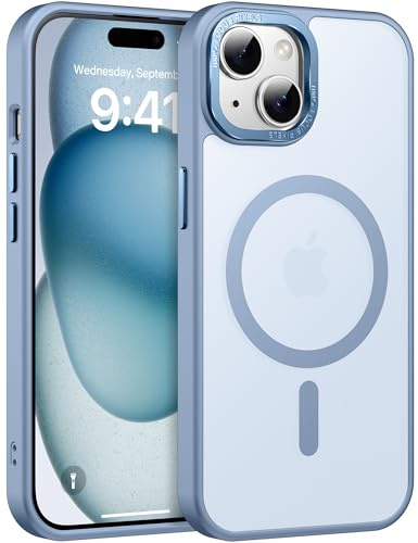Helssitot für iPhone 13/14/15 Hülle mit MagSafe, Blau | mit Magsafe Militär-Grade Stoßfest Kratzfest Anti-Fingerabdruck Rückseite Matt Handyhülle für iPhone 13/14/15 6,1 Zoll