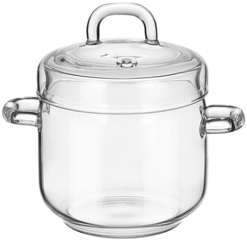 Glass Simmer Pot for Stove Top Mini Simmer Pot 350ml Clear Glass with Handle and Lid Heat-Resistant Pots for Cooking on Stove, Cooking