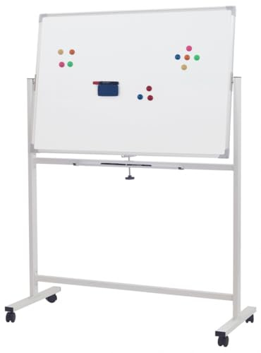 OFFICE PRODUCTS Magnetisch Whiteboard/Mobile/ 120x60cm/ lackiert/Weiß/mit Stiftablage und Aluminiumleisten/Schule, Zuhause, BüRo/Tafel füR Planung/doppelseitig/ 1 Stück