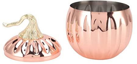 Yosoo Health Gear Copa de Vino de Calabaza Copa de Vino de Acero Inoxidable de Oro Rosa con Tapa Taza en Forma de Calabaza Acero 304 9.7 Oz para el Hogar, Bar, Oficina, Halloween, Decoración de