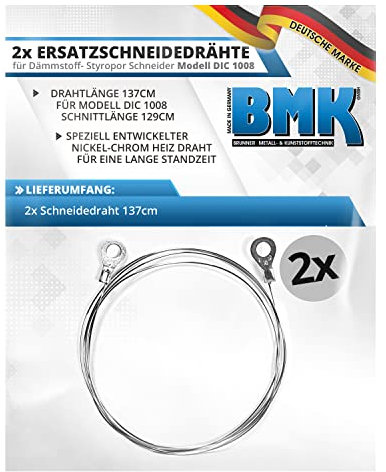 BMK Ersatz Schneidedraht 137cm für Dämmstoffschneider Styroporschneider DIC 1008 2er-Pack | Heißer Draht