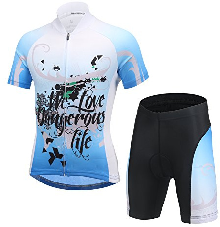 LSERVER Ensemble de Maillot de Cyclisme pour Enfant Gacon Fille, Digital Blue, 2X (Convient à 11-13 Ans)