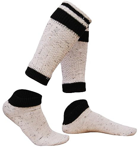 German Wear, 2-teilig Loferl Trachtensocken Trachten strümpfe Wadenwärmer, Größe:35-38;Sockenfarbe:Weizen/Braun