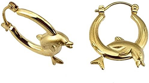 Ohrringe Creolen Delfin Gold 333 Delphin Kinderohrringe 8 Karat Gelbgold