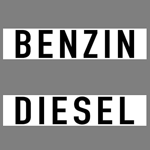 2 Aufkleber 20cm Sticker 1x Diesel + 1x Benzin Auto Fahrzeug Kraftstoff Tank Kanister Deko Hinweis