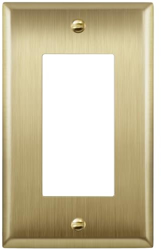 ENERLITES Decorator Switch or Outlet Metal Wall Plate, Stainless Steel Outlet Cover, Corrosion Resistant, Size 1-Gang 4.50 x 2.76, UL Listed, 7731-BB, 302 Brushed Brass, Gold