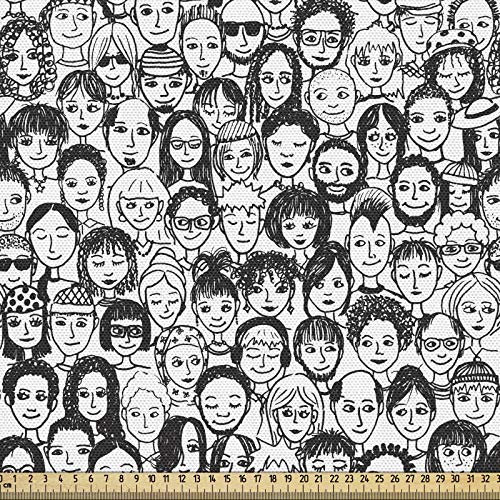 ABAKUHAUS Schwarz und weiß Gewebe als Meterware, Menschen Porträt, Schön Gewebten Stoff für Polster und Wohnaccessoires, 1M (148x100cm), Weiß Schwarz