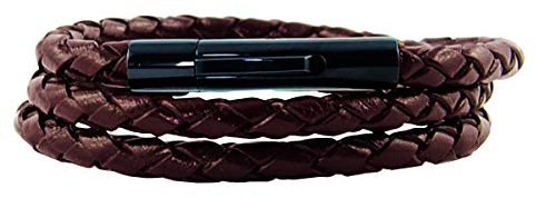 König Design Lederkette Lederband Leder-Armband 4 mm Herren Halskette Braun 85 cm lang mit Hebeldruck Verschluss Schwarz geflochten