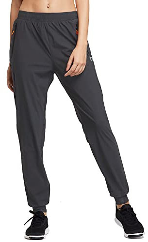 baleaf Jogginghose Damen Jogginghose Leicht Sporthose lang Trainingshose Atmungsaktiv Laufhose schnelltrocknend Jogginghose Reißverschlusstasche Sommer grau M