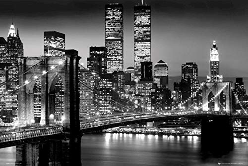 Stukk Poster New York Manhattan Night Time City, A4 (210 x 297 mm), Weiß
