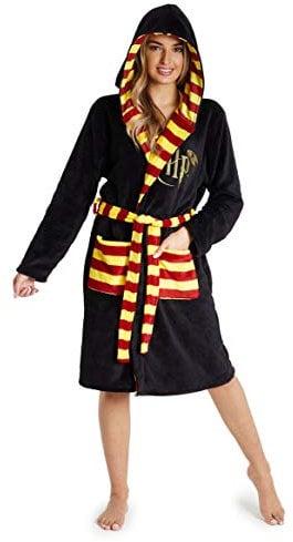 Harry Potter Dressing Gown, Adult Fleece Hooded Dressing Gowns For Women Or Men (XL, Black)