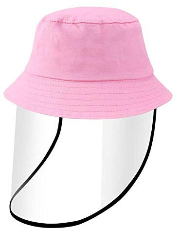 OUPAI Safety Face Hat Kids Anti-Saliva Spitting Protective Hat,Removable mask Dustproof Visor Face Shield Fishing Hat Boys Waterproof Bucket Sun Visors for 8+ Year old (Color : Pink)