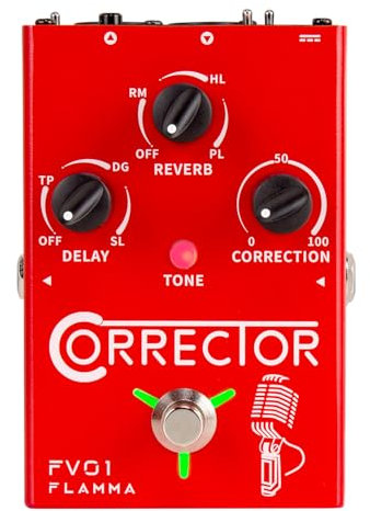 FLAMMA FV01 Vocal Effects Processor Pitch Correction Voice Pedal Vocal Stompbox Microphone Amplifier for Singer Live Singing Streaming Recording with Delay Reverb Acoustic Guitar Playing