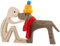 KINGNOW Humen and Dog Bastelfigur, Tischdekoration, Holz, für Männer, Hundemodell, kreative Dekoration für Zuhause, Büro, Geschenk, hübsch mit Hut und rotem Schal (große Größe)