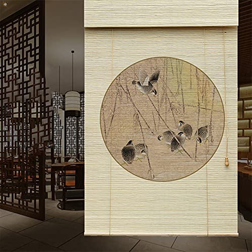 MMQGQ Japanese Bamboo Roller Blinds Window Sun Shade With Valance,Outdoor Pavilion Villa Sunshade Roman Privacy Partition,Wipe Clean(Size:60×182cm/24×72in)