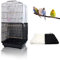 2 Stück Einstellbar Vogelkäfig Abdeckung, Universal Vogelkäfig Samenfänger, Papageien Kordelzug Vogelfutter Kleintiere Netz, Abdeckung Rock Bewachen für Runde Quadratische Käfige(Weiß + Schwarz)