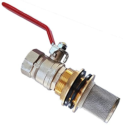 QUALITÄTS Regentonnendurchführung aus Messing Verschraubung Faßverschraubung > Ausführung auswählen >>> Kugelhahn + Filter Loch Regentonne 43mm | IG Hahn 1