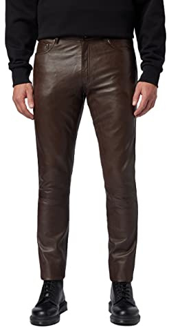 RICANO Slim Fit, Herren Lederhose/Lederjeans (Regular Waist), echtes Lamm Leder (as3, Numeric, Numeric_31, Regular, Regular, Braun)