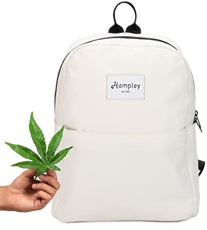 Hampley Rush Nachhaltiger Rucksack aus Hanf | Handgepäck mit 15 Zoll Laptopfach | Anti Diebstahl Tasche | Uni Schule Job Freizeit (Off-White)