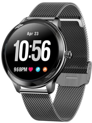XWATCH Lady Pro, Montre connectée Femme, Appels, SMS, Sport et Santé, Enfant, Autonomie 7 Jours… (Noir Bracelet Milanais)