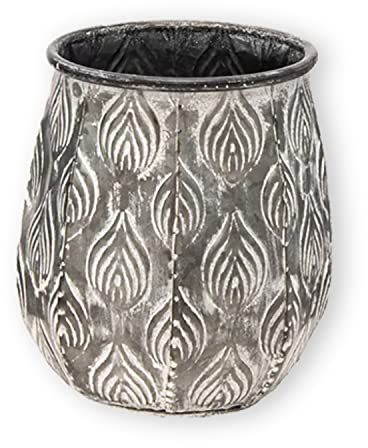 colourliving Übertopf Pflanztopf Cauldron Serie Pflanzgefäß aus Zink Rund Blumentopf Metall Blumenpott (19, grau)