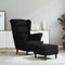 KOIECETA Sessel Mit Hocker Loungesessel Fernsehsessel Ohrensessel Relaxsessel Mit Hocker Wohnzimmersessel Couchsessel Armsessel Polstersessel Lounge Schwarz Samt
