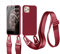 vrupin kompatibel mit iPhone 11 Pro Handykette Hülle,[2 Stück Schutzfolie 9H Härte Gehärtete Folie].Necklace Hülle Nylon Schultergurt Weich Flüssiges Silikon-rot
