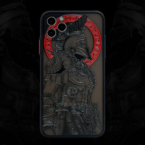 Cool Gladiator Phone Case with 3D Embossed Compatible for iPhone 11 Pro Max Clear Frosted Trendy Phone Case