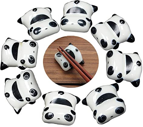8 Piezas Soporte para Palillos Panda, Panda de Palillos Rack, Soporte de Palillos Chinos Cerámica, para diversas ocasiones, como familia, hotel, restaurante, cumpleaños
