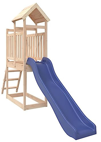 vidaXL Outdoor Playset, Playground Set for Garden Patio Kids, Playhouse with Slide, Wooden Climbing Frame for Age 4 Years and Over, Solid Wood Pine