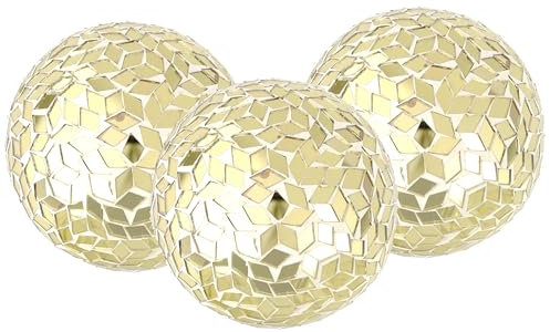 Alpha Living Home Metal Decorative Balls for Bowls, Gold (Set of 3, 3.5 Inches)