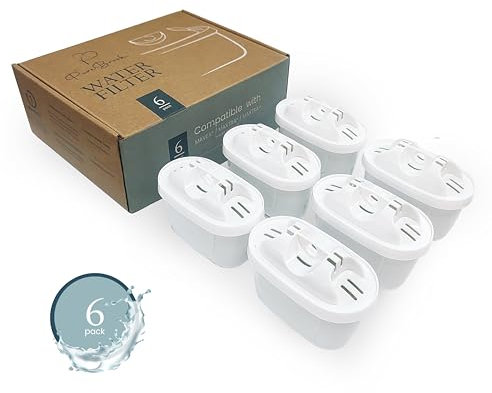 Cartuchos de repuesto para filtros de agua PureBrook Premium (paquete de 6). Compatible con Brita Maxtra, Mavea, Marella y Flow.