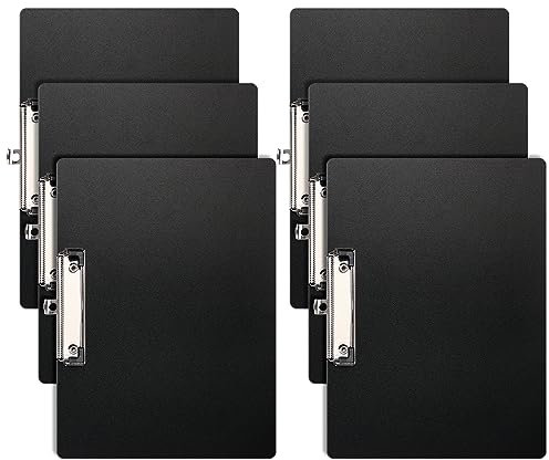 A4 Porte-Blocs,Lot de 6 Planchettes à Pince Avec Clip,Clipboard Porte-Formulaires,Horizontal Clip(Noir)